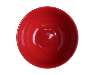 Top view red empty bowl isolated on  transparent.