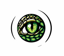 Dinosaur eye logo, reptile snake, vector art
