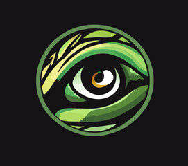 Dinosaur eye logo, reptile snake, vector art