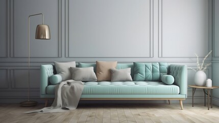 modern living room with sofa, generative AI 