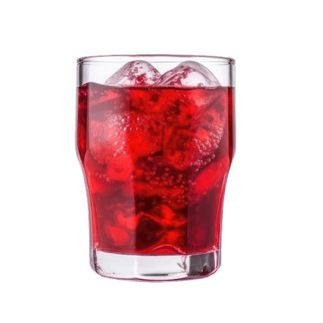 Glass of red soda soft drink on isolation