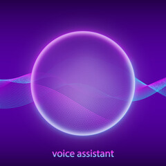 Artificial intelligence concept. Button icon with microphone. Banner for web site or mobile app. Landing page with ai personal voice assistant.  illustration.