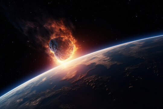 Meteors hit earth impact. Generate Ai