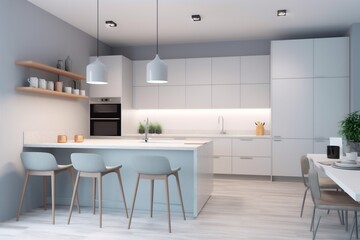 white nobody interior kitchen house design apartment modern tabletop home contemporary. Generative AI.