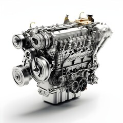 Fototapeta premium Car engine design plan over white background. Created with Generative AI technology. 