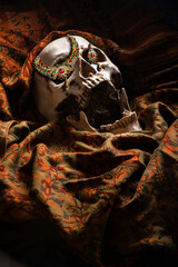 Terrifying skulls with precious jewels