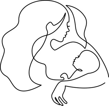 Happy Mother day card. Woman hold her baby.