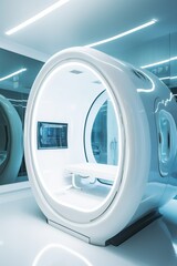 Futuristic pods in a space ship. Individual capsule for personal use. Generative Ai