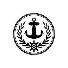 logo simple and clean Designed nautical anchors vector black and white logo design