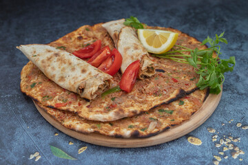 Turkish foods; Turkish pizza -Lahmacun
