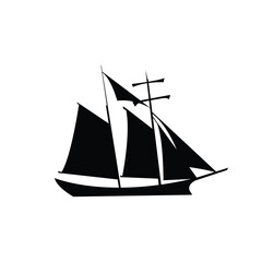 ship isolated on white, Fishing ship vector illustration black and white