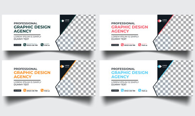 professional graphic design agency social media banner template set, graphic design cover photo design