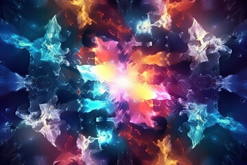 Abstract Epic Fractal Square Background with Glowing Aura, Generative AI
