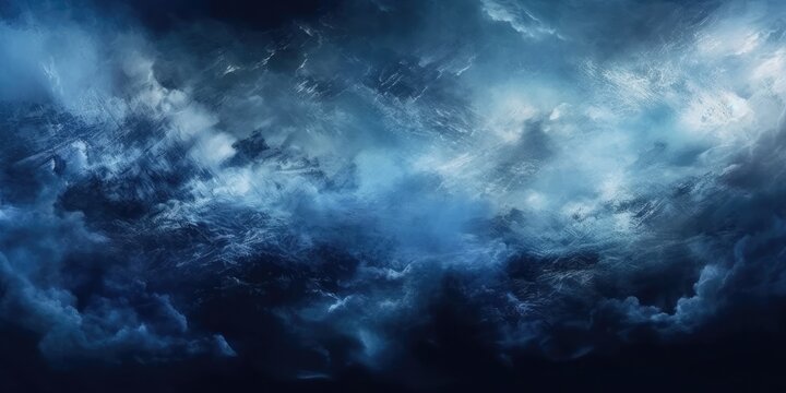 gray grunge smoke texture, dark sky, black night cloud, horror theme background. Generative ai