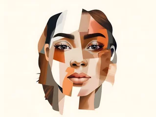 Foto op Canvas Contemporary art collage. Modern design. Female face made from different face parts of women of various races. Concept of beauty standards, multi ethnicity, friendship, diversity, human rights © Medard