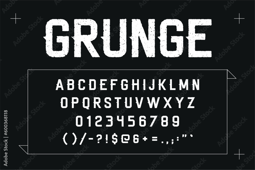 Fototapete grunge rough condensed font. works well at small sizes. detailed individually textured characters wi