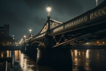 Iconic bridge spanning Thames River in the city of London. Generative AI