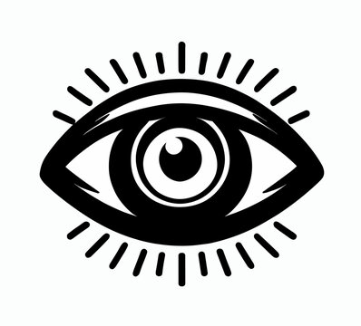3rd all seeing eye sci-fi occult logo, vector art