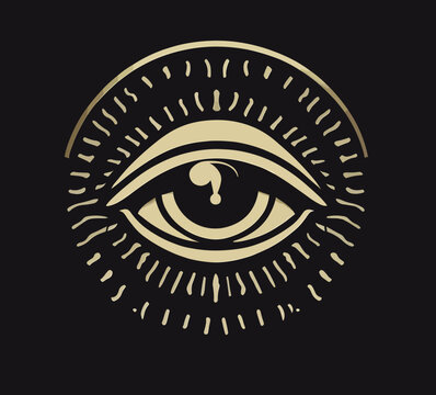 3rd all seeing eye sci-fi occult logo, vector art