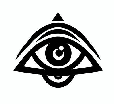 3rd all seeing eye sci-fi occult logo, vector art