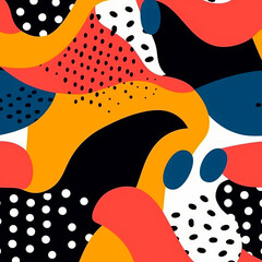 A colorful background with a pattern of shapes and colors. seamless pattern. Abstract textile, geometric flat color. illustration. Generative AI