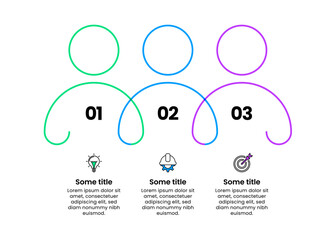 Infographic template. 3 connected people with text