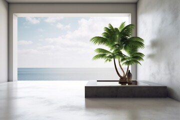 floor wall house design plant interior window flower home indoor empty. Generative AI.