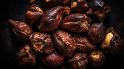 Obraz premium Dried Kola Nuts background. Food backdrop. Generative AI