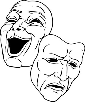 Theater or theatre drama comedy and tragedy masks illustration