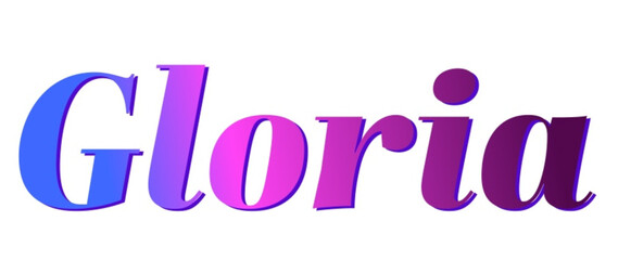 Gloria - pink and blue color - female name - ideal for websites, emails, presentations, greetings, banners, cards, books, t-shirt, sweatshirt, prints


