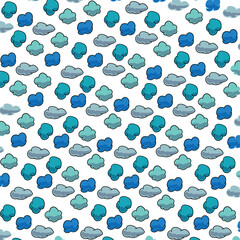 Sky weather print with a cluster of round small clouds