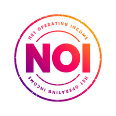 NOI Net Operating Income - formula those in real estate use to quickly calculate profitability of a particular investment, acronym text stamp