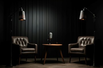 Podcast studio chairs. Generate Ai