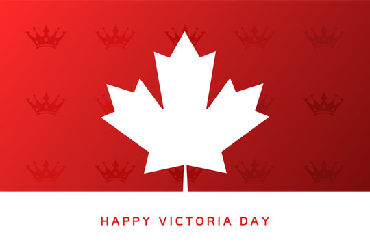 victoria day modern simple creative banner, design concept, social media post template with text and crown icon on a red abstract background.