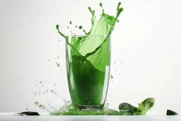 Keuken spatwand met foto Splash green juice organic. Generate Ai © nsit0108