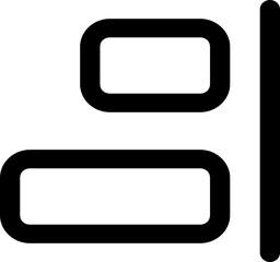 Layout align horizontal right simple icon illustration in line style and use for user interface, web, software and many others with PNG and pixel perfect shape