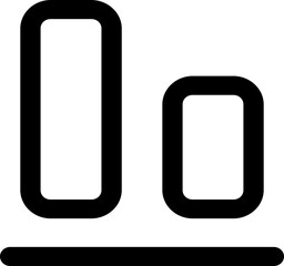 Layout align vertical bottom simple icon illustration in line style and use for user interface, web, software and many others with PNG and pixel perfect shape