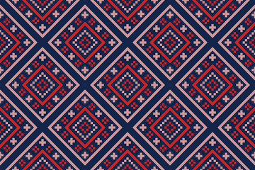 Indigo navy blue geometric traditional ethnic pattern Ikat seamless pattern border abstract design for fabric print cloth dress carpet curtains and sarong Aztec African Indian Indonesian 