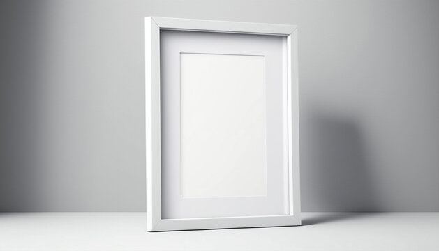 Mockup of picture frame decorated clean space for text on white background.