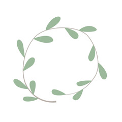 Vector floral hand drawn circle frame or logo template in elegant and minimal style. Design for cards, badges, labels, logotypes and branding business identity.