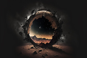 Broken gateway to another world. Created with Generative AI.