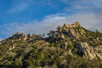 Panorama of the Moorish castle in Sintra, Portugal - Castelo dos Mouros