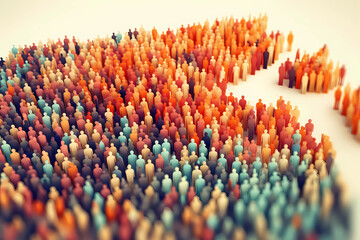 World Population Day A colorful crowd of people are shown in a large group of people. Generative AI - obrazy, fototapety, plakaty