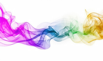 Abstract colorful smoke background on white. Generative AI