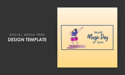 Vector illustration of World Music Day social media feed story mockup template