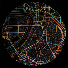 Colorful Map of Antwerp, Antwerp with all major and minor roads.