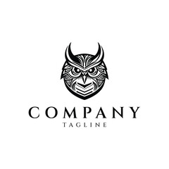 Owl head logo design vector illustration