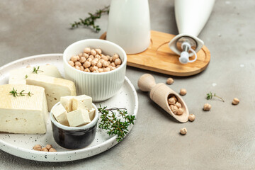 Tofu Soy Cheese. Vegetarian Healthy vegan meatless meal rich in protein and calcium. Food recipe...