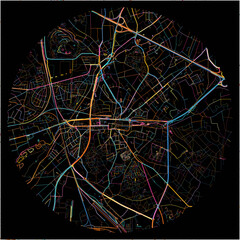 Colorful Map of Genk, Limburg with all major and minor roads.