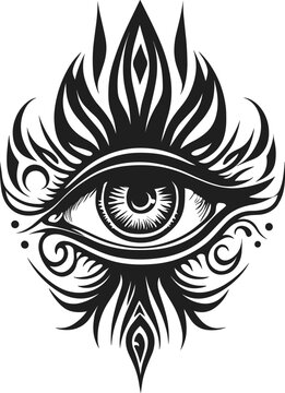 All seeing eye line art tattoo design. Vision of Providence emblem, symbol isolated Vector illustration